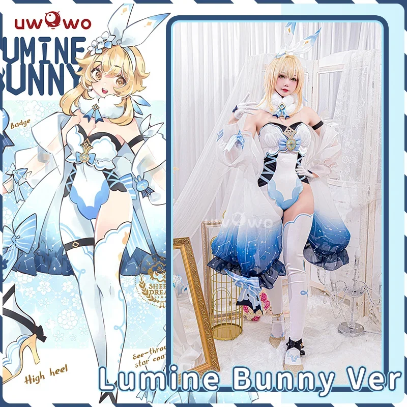 IN STOCK UWOWO Genshin Impact Traveler Lumine Cosplay Costume Douji Bunny Suit Canon Aether&Lumine Cos Outfit Halloween Costumes