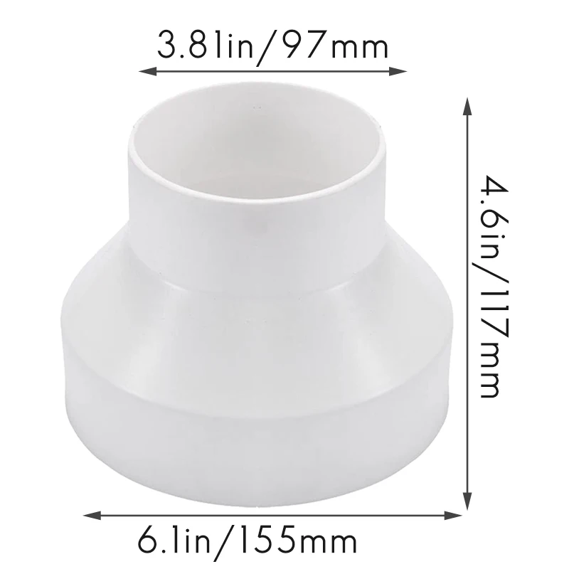 Lüftungs rohrreduzier adapter Rohr Luftkanal adapter Rohr verbinder für Inline-Belüftung system