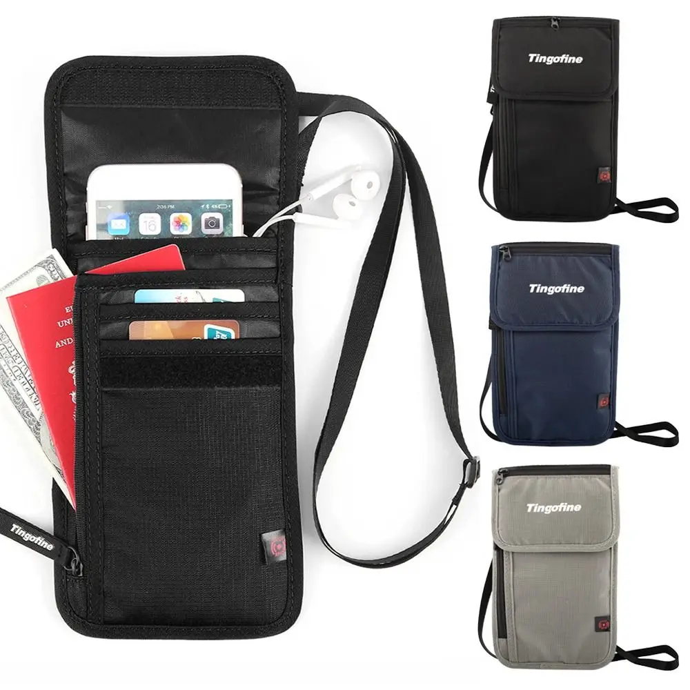 1 Pcs Waterproof RFID Nylon storage bag Travel document Card passport Bag Neck Wallet Money Document Card Passport Pouch