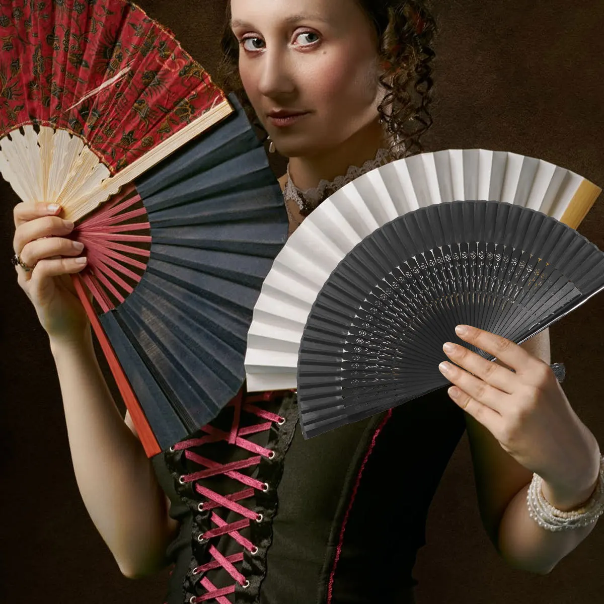 

Folding Style Handheld Fan Handheld Fan For Home Decor Gift Craft Dance Prop Rose Hollow Design