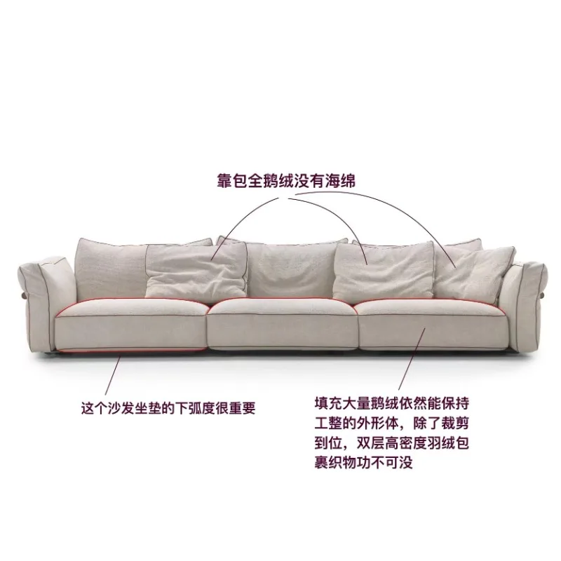 Simple design petal sofa Italian minimalist cotton and linen fabric straight row