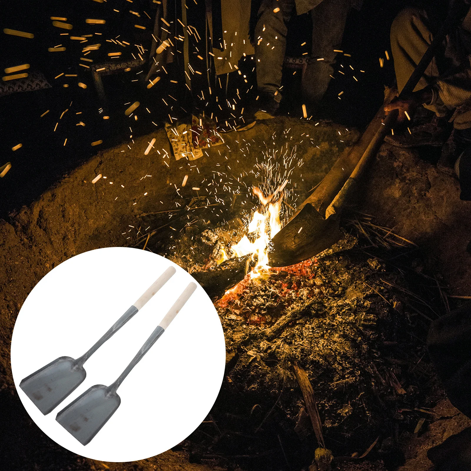 2 قطعة مجرفة الرماد المنزلية مجرفة تنظيف الموقد مقبض طويل خفيفة الوزن متعددة الوظائف مغرفة الفحم موقد شواء