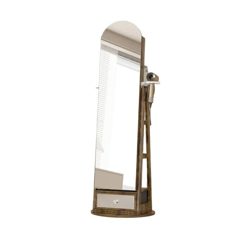 Full body full-length mirror cabinet cloakroom mirror movable rotating hanger floor vertical  multi-functional