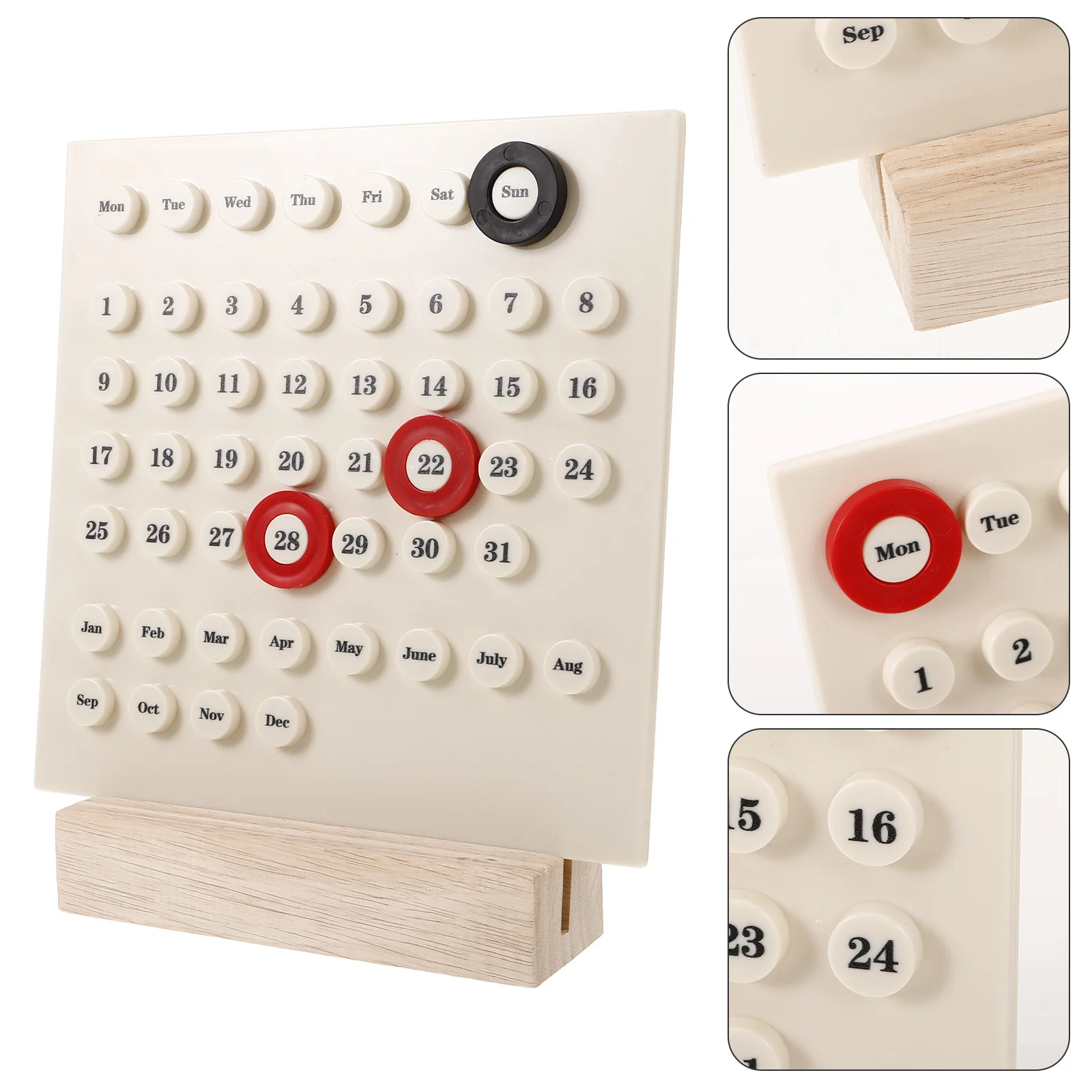 

Standing Vintage DIY Perpetual Desk Calendar Milk White Monthly Desktop Countdown Office 2024 2025 Desktop