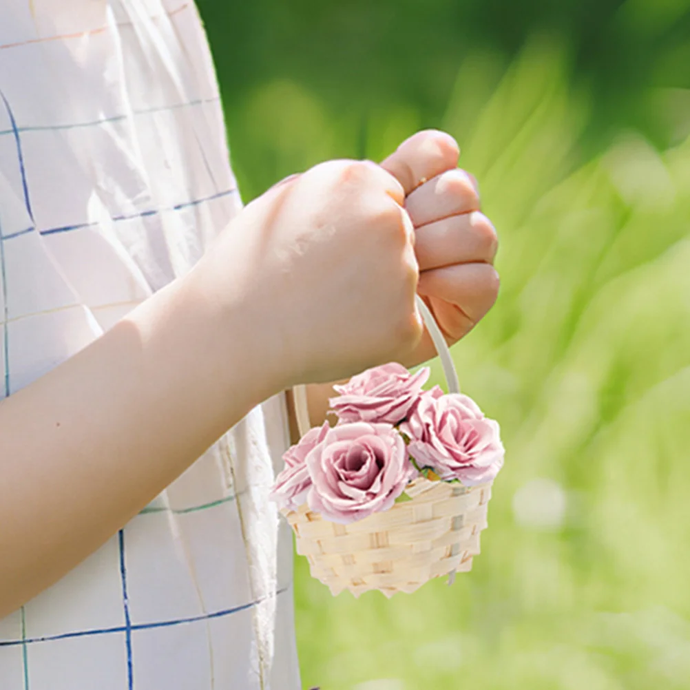 

10Pcs Mini Woven Storage Baskets Durable Handwoven Small Candy Cookie Basket Home Decor Miniature Handled Tote Basket