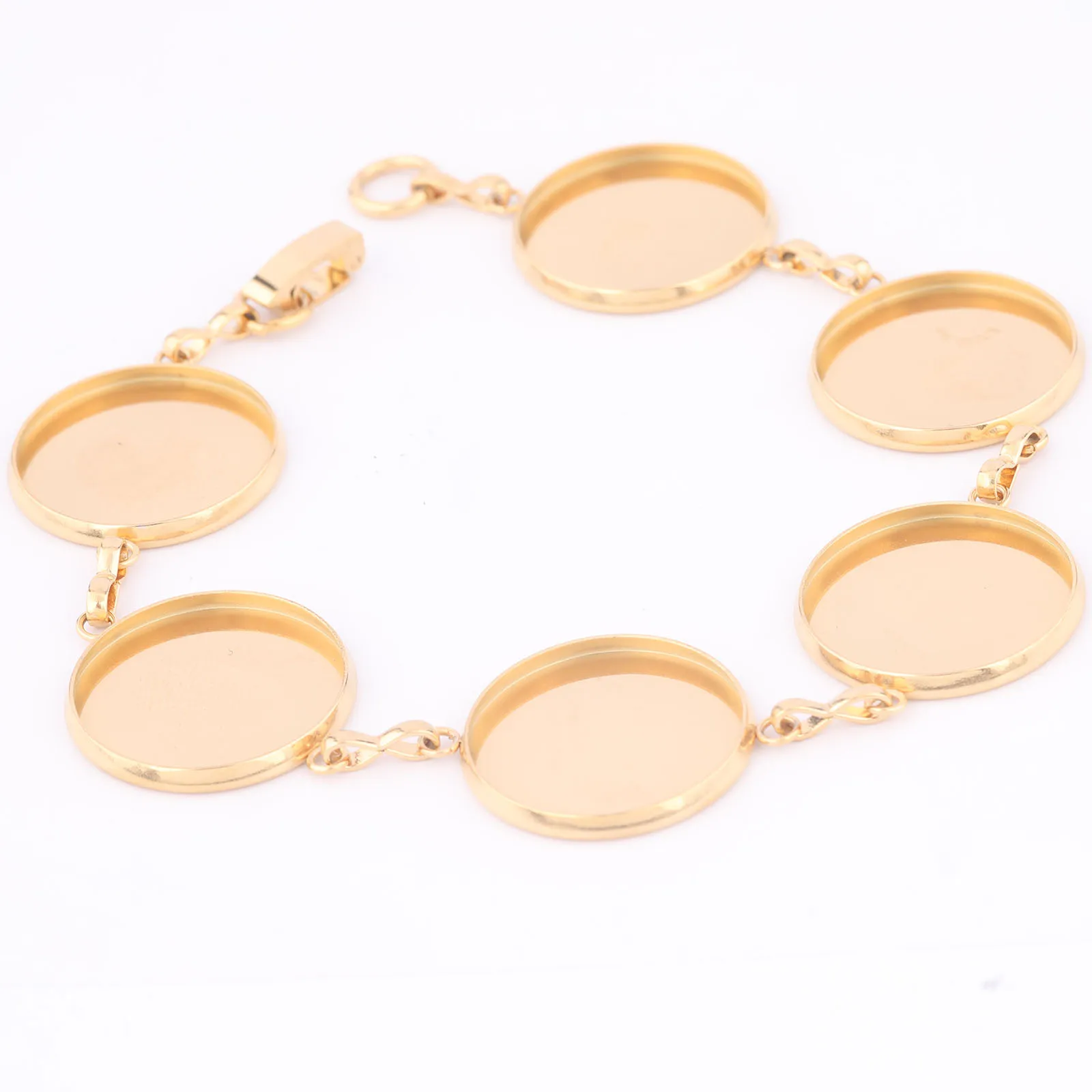 

2pcs Stainless Steel Gold Plated Fit 18mm Cabochon Bracelet Base Setting Blanks With Clasp Diy Jewelry Making Accessories