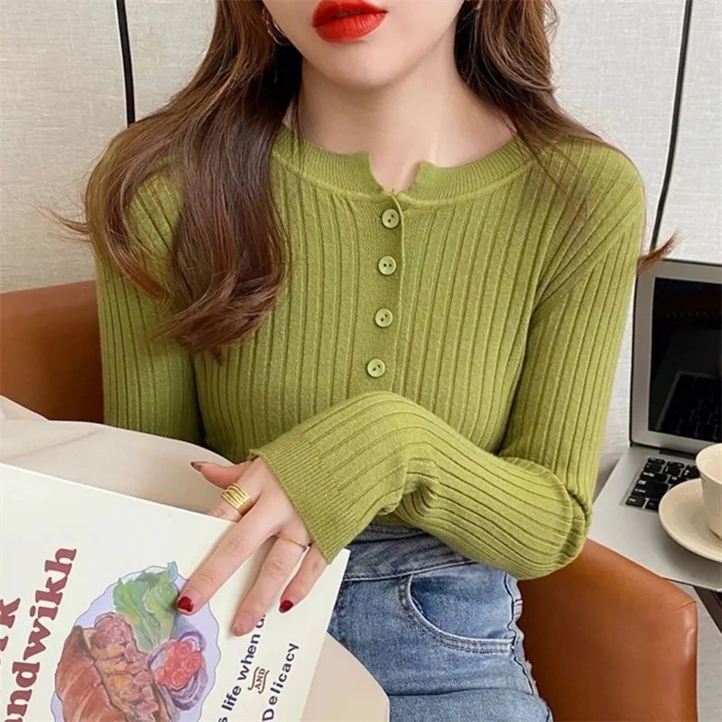 Women Autumn 2024 New Sweater Slim Fit Long Sleeve Knitted Bottoming Shirt Inner Wear Top Fashion Jumpers Clothes Slimming Sweat