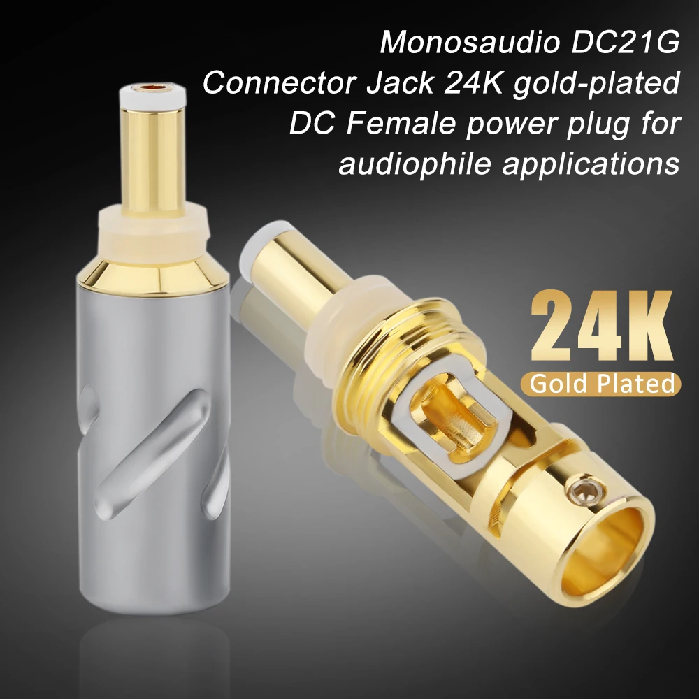 Monosaudio DC21G DC25G Plug 24K Gold-plated Connector Jack DIY DC Barrel Connector Plug For Audiophile