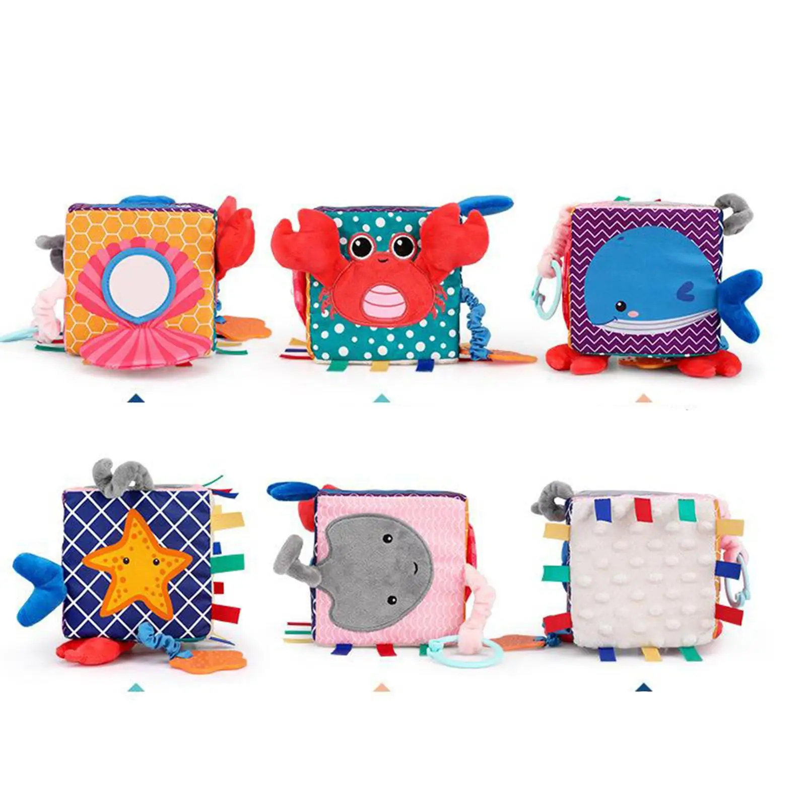 Baby Hanging Rattle Toy Plush Cube Newborn Crib Toys Stroller Toys