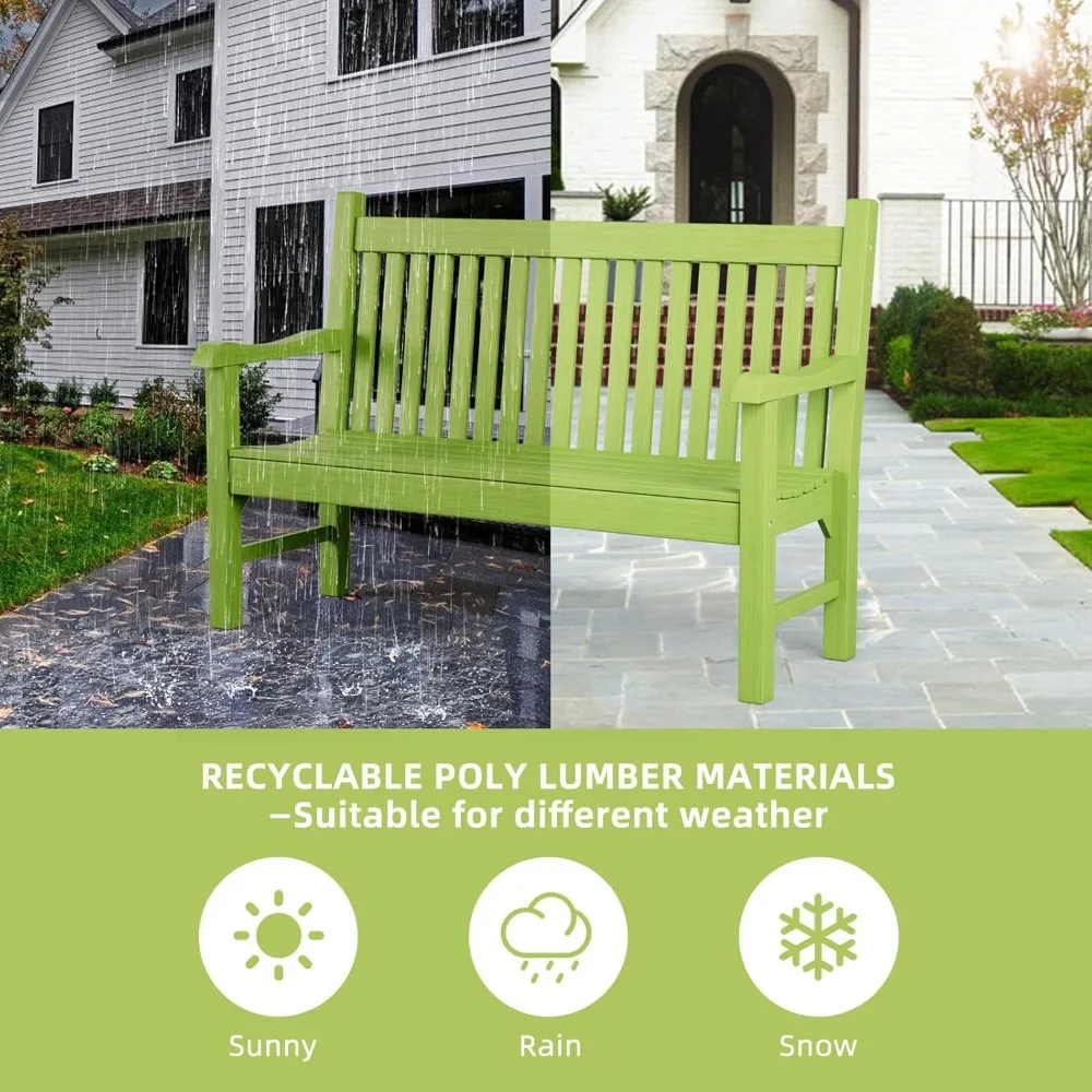 مقعد خارجي، مقعد حديقة HDPS لشخصين مع سعة وزن 660 رطلًا، مقاعد خارجية مقاومة للعوامل الجوية، مقاومة للبهتان/الجذور في جميع الأحوال الجوية