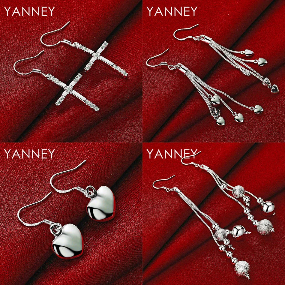 

New 925 Sterling Silver Cross Heart Earrings for Fashion Women Wedding Party Gift Engagement Jewelry Accessories