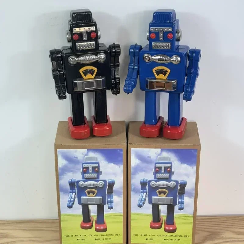

Blue/Black Walking Robot Metal Tin Clockwork Toy Fun Metal Tin Industrial Wind Robot Wind Up Toy Retro Mechanical Toy Gift