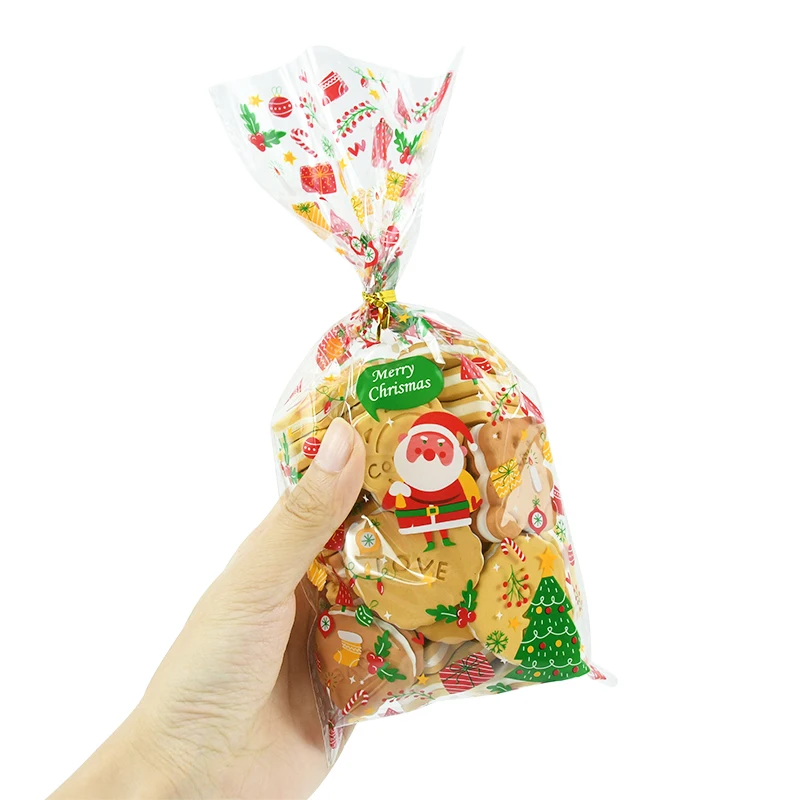 50 Teile/los Schneeflocke Weihnachten Cookie Verpackung Taschen Weihnachten Zellophan Party Taschen Behandeln Candy Tasche für Home Hochzeit Weihnachten Party – Detail 3