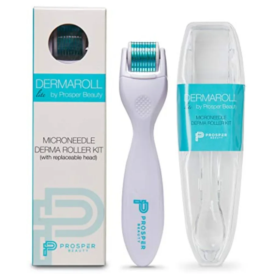

Derma Roller Microneedle Kit [DERMAROLL LITE 0.25mm by Prosper Beauty] Face Roller with Replaceable Exfoliation Microdermabras