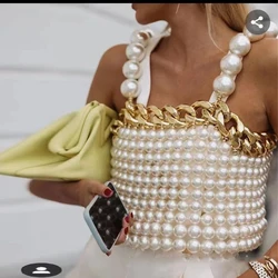 European Exaggerated Handmade Pearl Bodice Jewelry Retro Big Size Gold Color White Color Pearl Body Chain