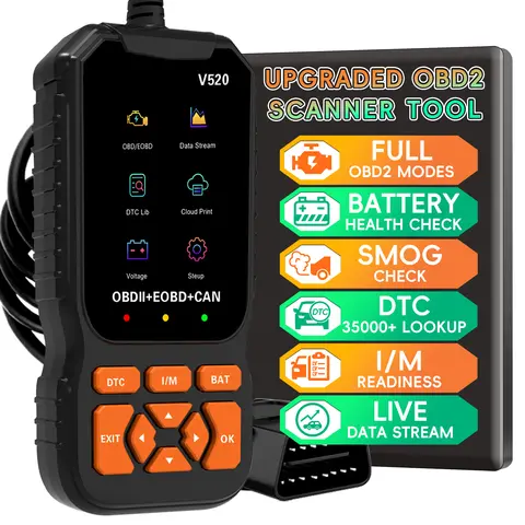 OBD2 Scanner Diagnostic Tool Code Reader for All OBDII Cars | Read & Clear Engine Codes, Live Data Stream, Battery Test, I/M Readiness, O2/EVAP Test, OBDII/EOBD