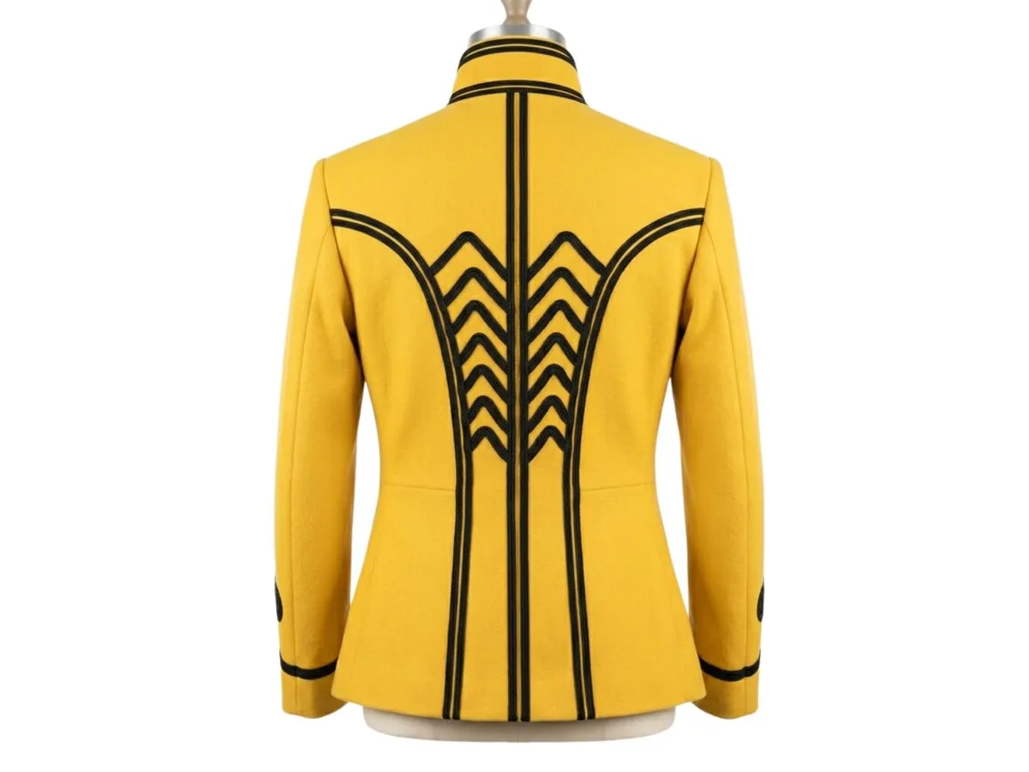 Custom Made Historical Napoleonic Military Ceremonial Wool Jacket Adult Mens British Yellow Hussar Military Band Coat