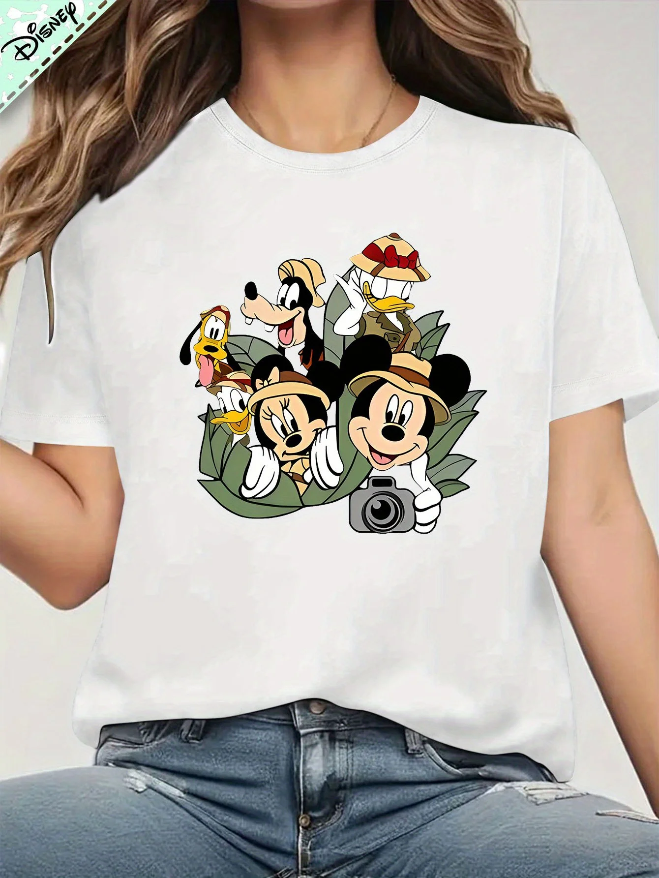 

Disney Licensed Women's Mickey's Adventure Journey Graphic T-Shirt - Classic Characters in Adventurous Styles, Vibrant Summer