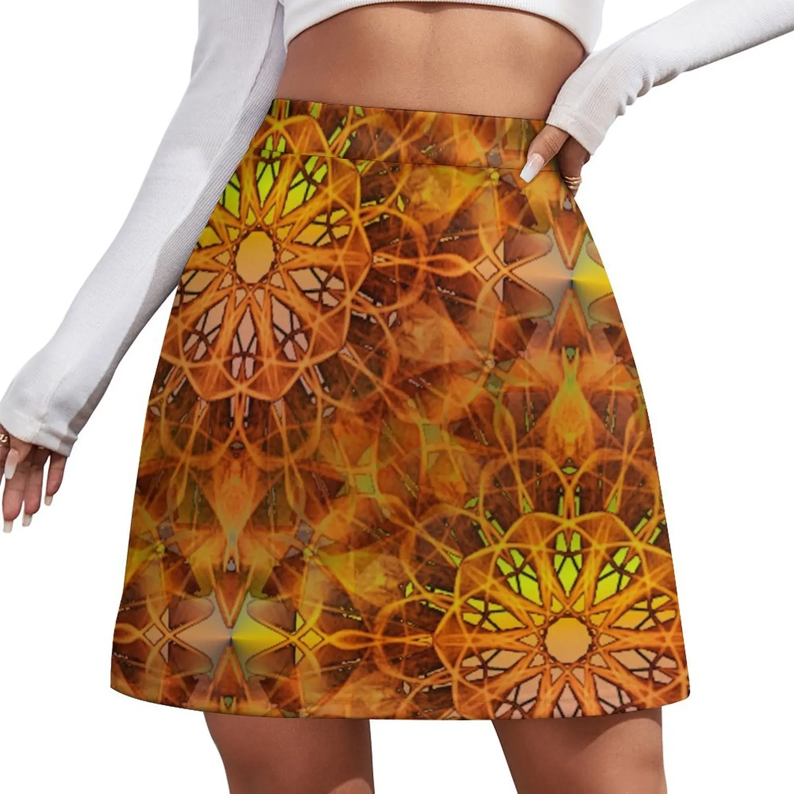 

Brown mandala seamless symmetric pattern Mini Skirt night club outfits clothes for woman womans clothing