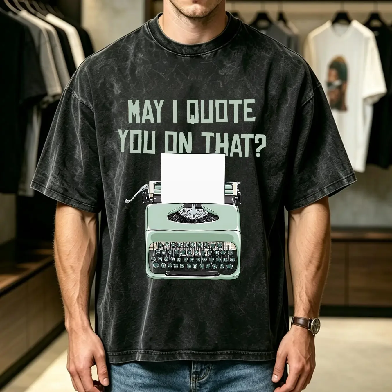 washed T Shirt Writer Author JournalisT Columnist OS2443 long or short sleeves vintage Washed Versatile Breathable