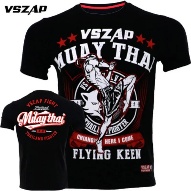 

Men's Loose Fit Muay Thai Training T-Shirt Breathable Summer Short Sleeve Fitness Top with Flying Knee Design