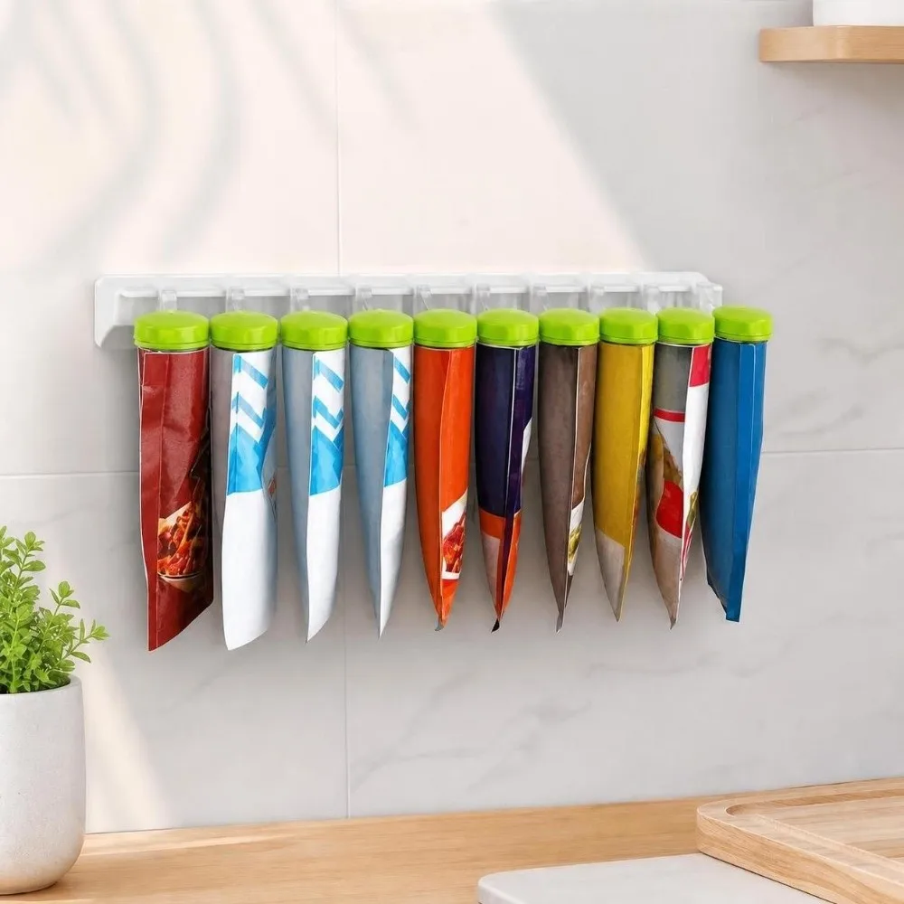 Wall Mounted Seasoning Rack Adjustable Rotating Design Seasoning Packet Organizer Sealing Clip Space Saving Spice Hanging Holder