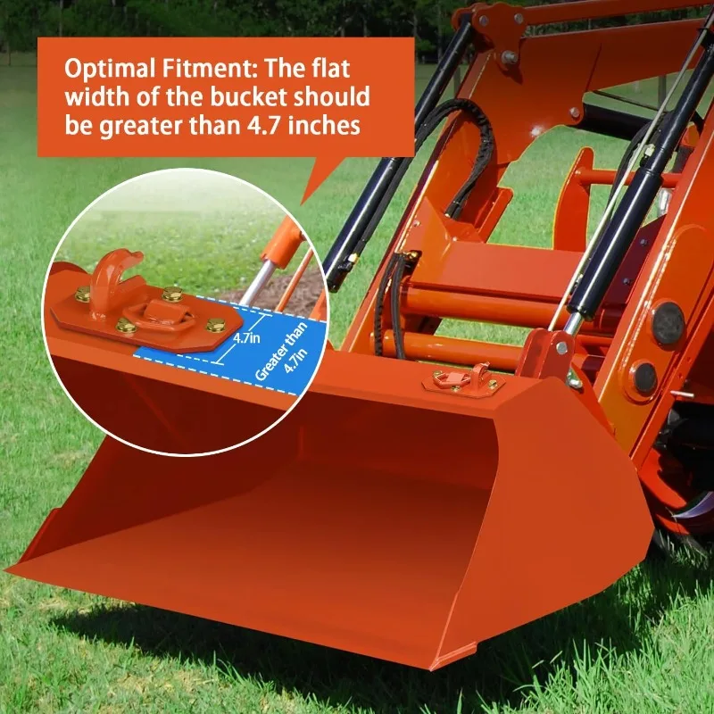 

2 Pack 3/8" Tractor Bucket Hooks with D Ring, Compatible with Kubota, John Deere, Kiot, RV, UTV, Truck, Max 15,000 lbs,Orange