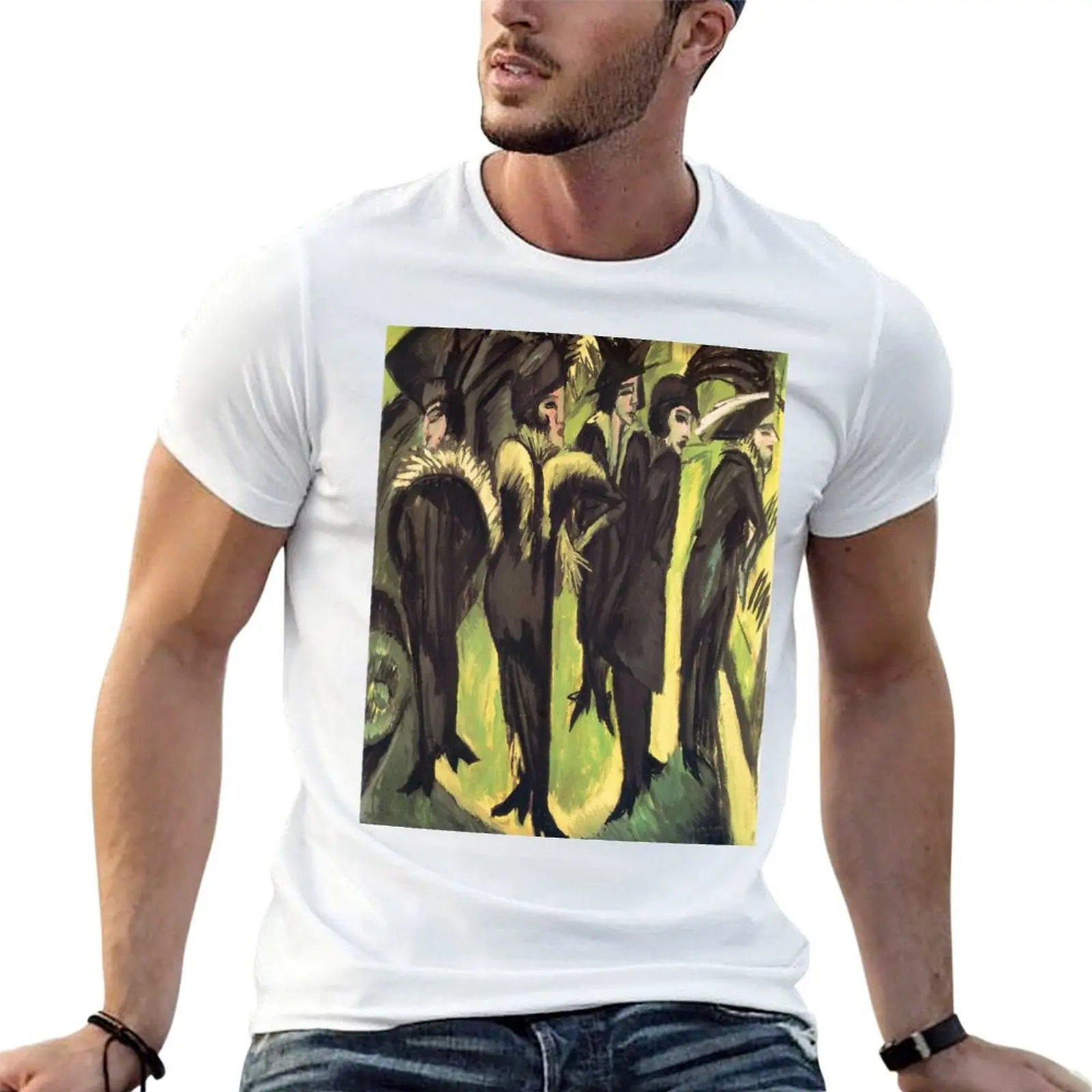 Ernst Ludwig Kirchner - Five Women on the Street (1913) T-Shirt Big Size Short Sleeve Casual Top