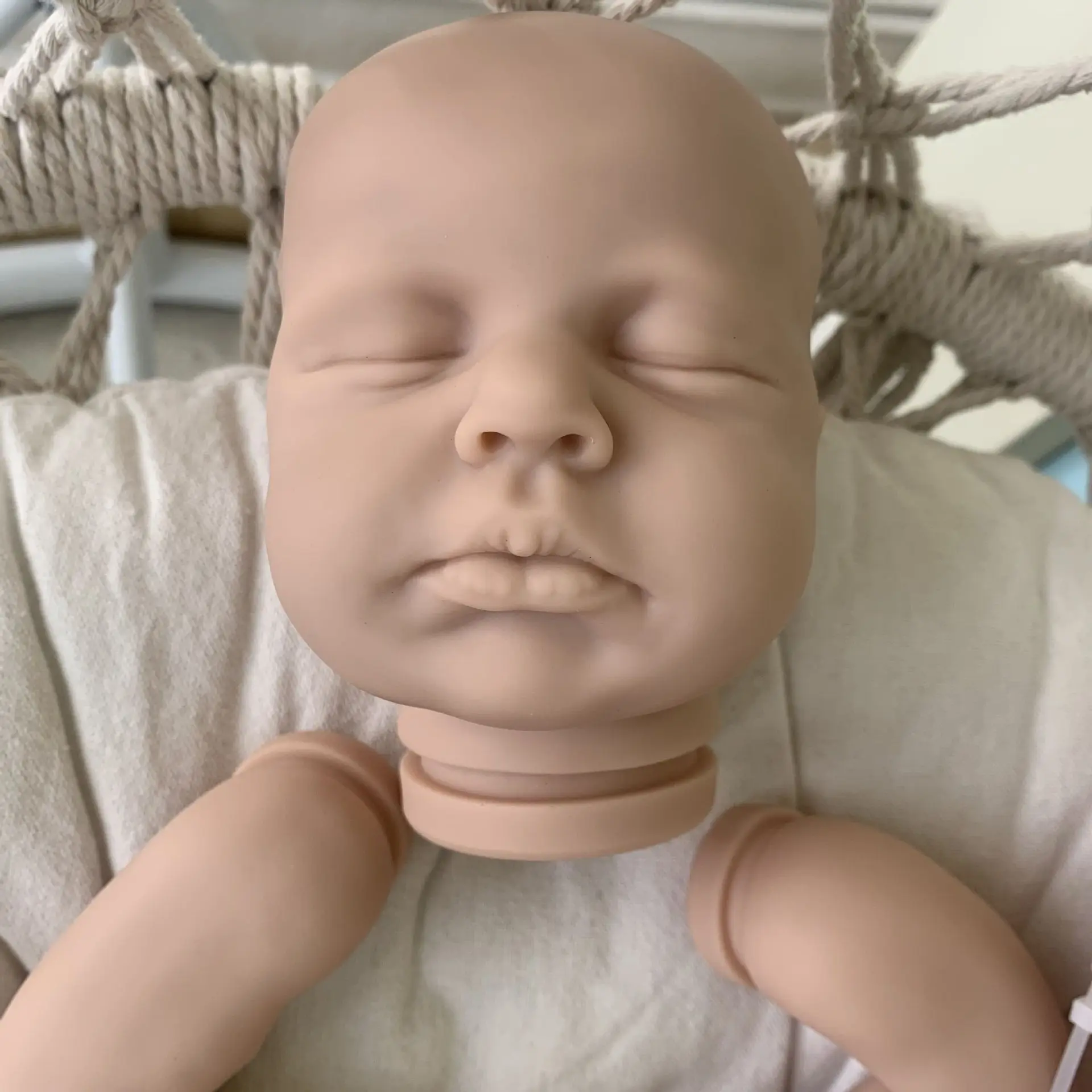 Loulou 19 inch Silicone Vinyl Unpainted Reborn Doll Kit Lifelike Fresh Color Unfinished Unpainted Blank Doll Kit with Cloth Body