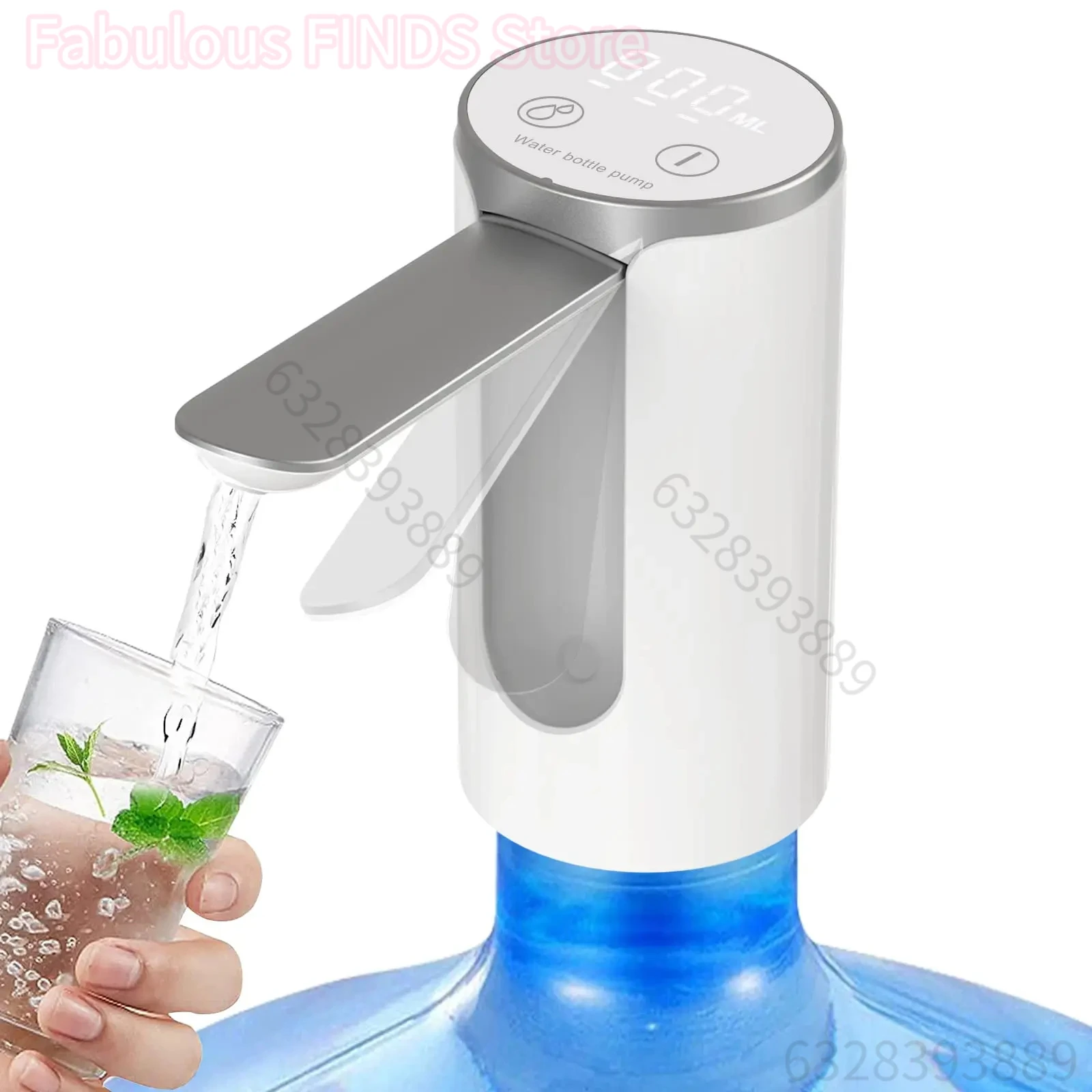 Distributeur d'eau, bouton tactile, pompe à eau potable à 3 réglages quantitatifs, affichage LED, distributeur d'eau pliable de charge de Type C