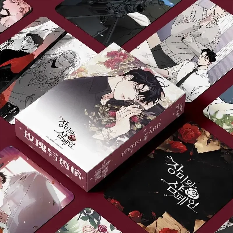 55 Pcs/Set Korean Manhwa Roses and Champagne Laser Lomo Card Caesar,Lee Won Comic Characters 3 Inches Photocard Cosplay Gift