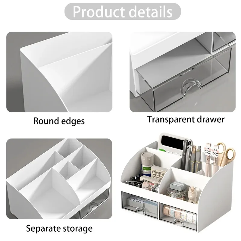 Boîte de rangement pour bureau à domicile, 6 compartiments, 2 tiroirs de proximité, bureau décoratif, trousse de maquillage