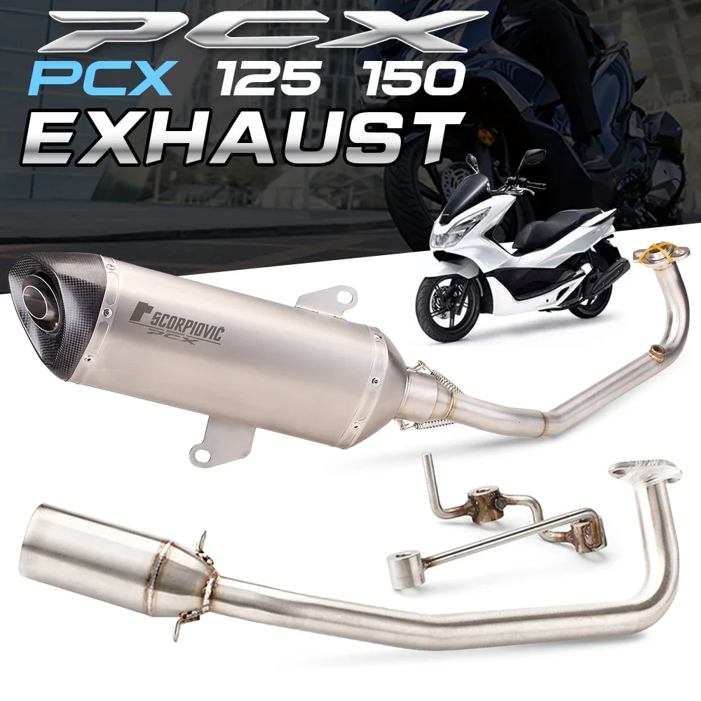 Motorcycle Full Exhaust System Slip On Header Pipe Front Pipe Muffler For HONDA PCX125 PCX150 PCX 125 150 2017-2022