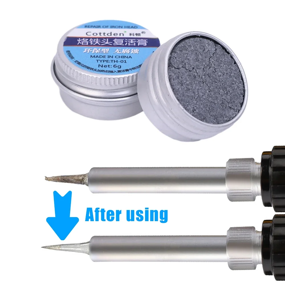 Imagem -02 - Ponta de Ferro de Solda Elétrica Preto Oxidação Limpa Paster Ressurreição Agente Refresher Solda Creme Non-stick Tin Repair Tool