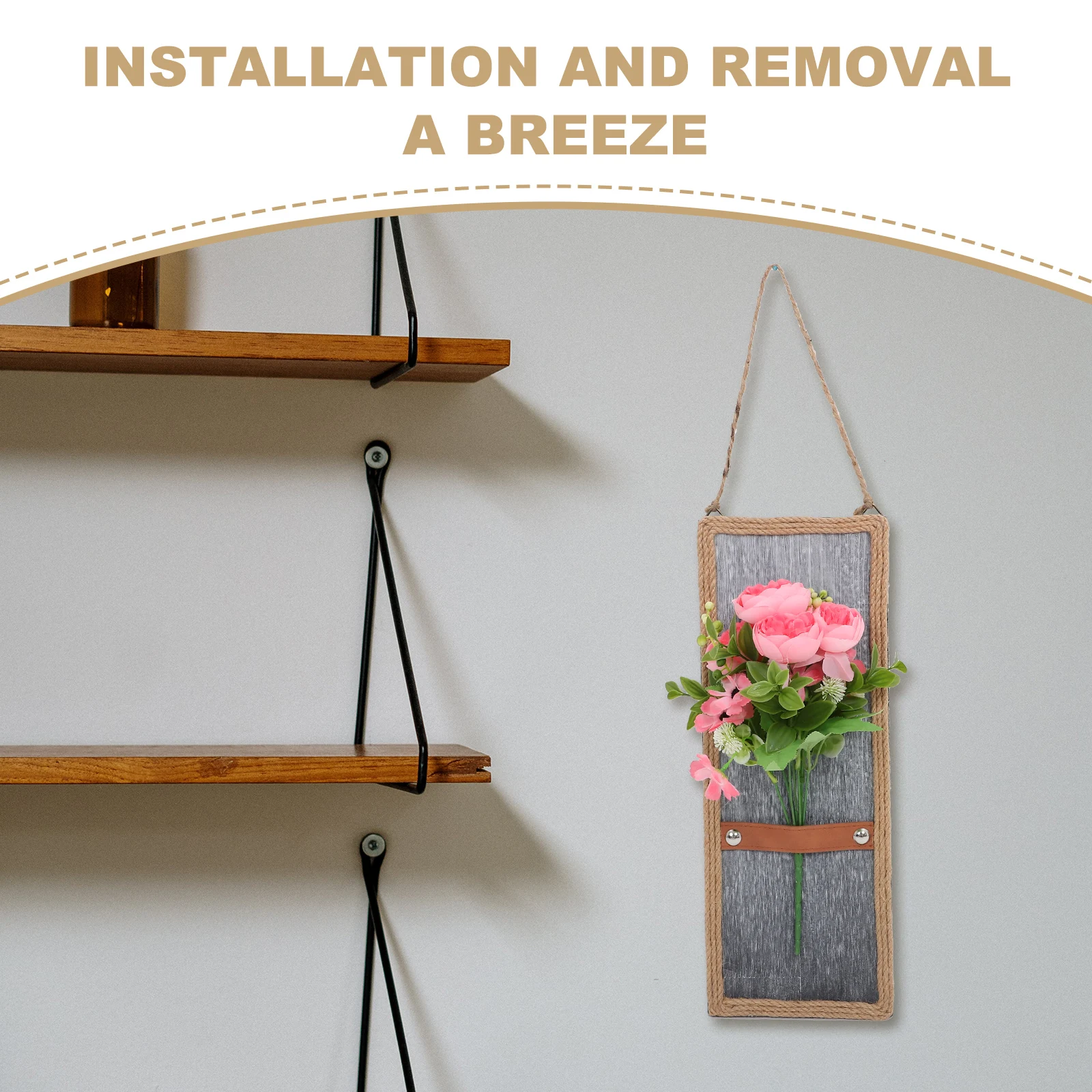 

Retro Wooden Hanging Plaque Vintage Wall Decor Home Decorative Farmhouse Boho Style Rustic Jute Rope Design Lightweight