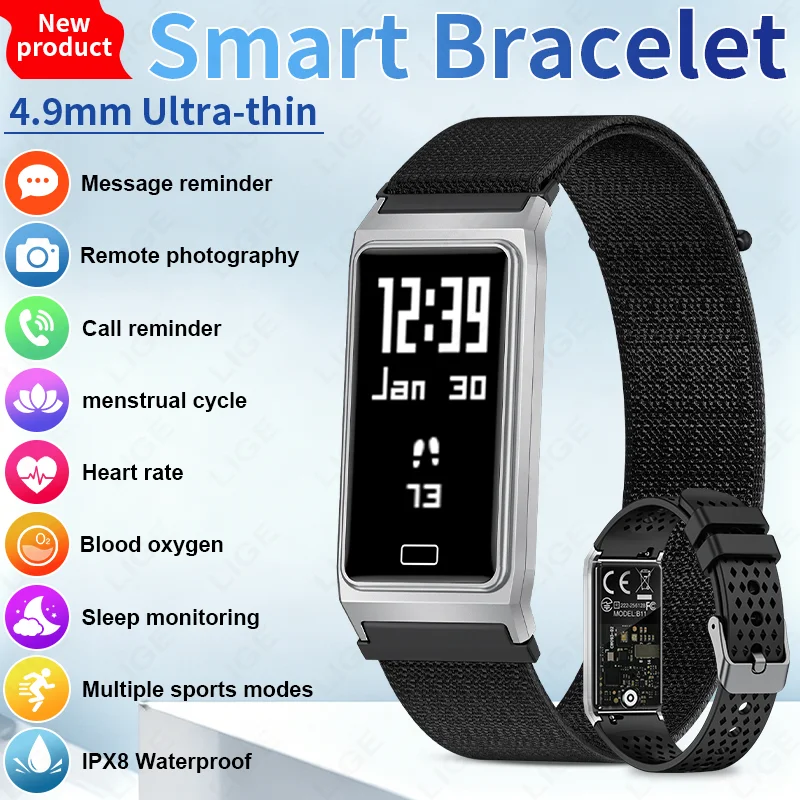 LIGE Sports Step Count Smart Bracelet 2026 New Men Women Health Monitoring Fitness SmartWatch Heart Rate SpO2 Sleep Smart Band