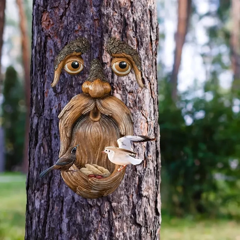 

Unique 1pc Resin Tree Face Bird Feeder - Whimsical Outdoor Tree Hugger Sculpture for Wild Life Bird Feeding & Garden Decoration!