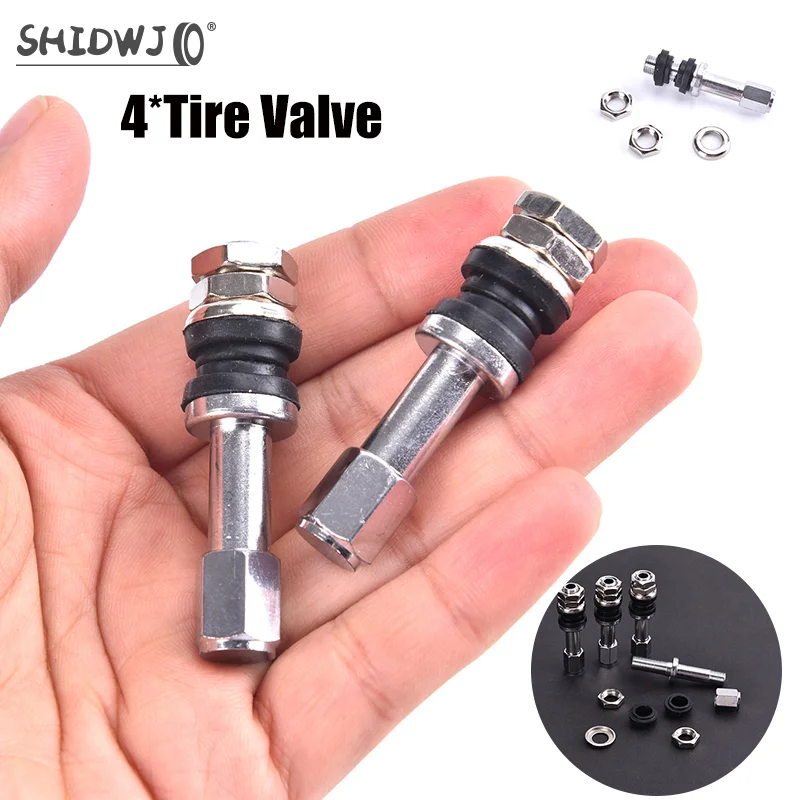 4pcs TR48E Bolt-in Car Tubeless Wheel Tire Valve Stem Dust Cap Cover For Motorcycles Scooter Moped Bicycle Stainless Steel Rims