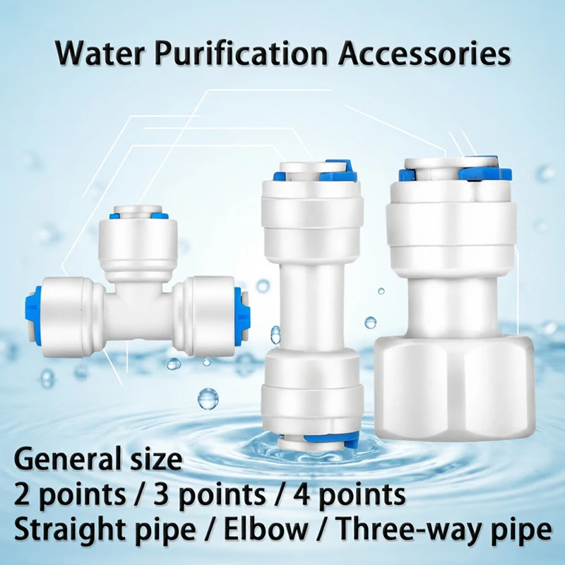 10Pcs RO Water Hose Connection Straight Elbow Tee Cross 1/4