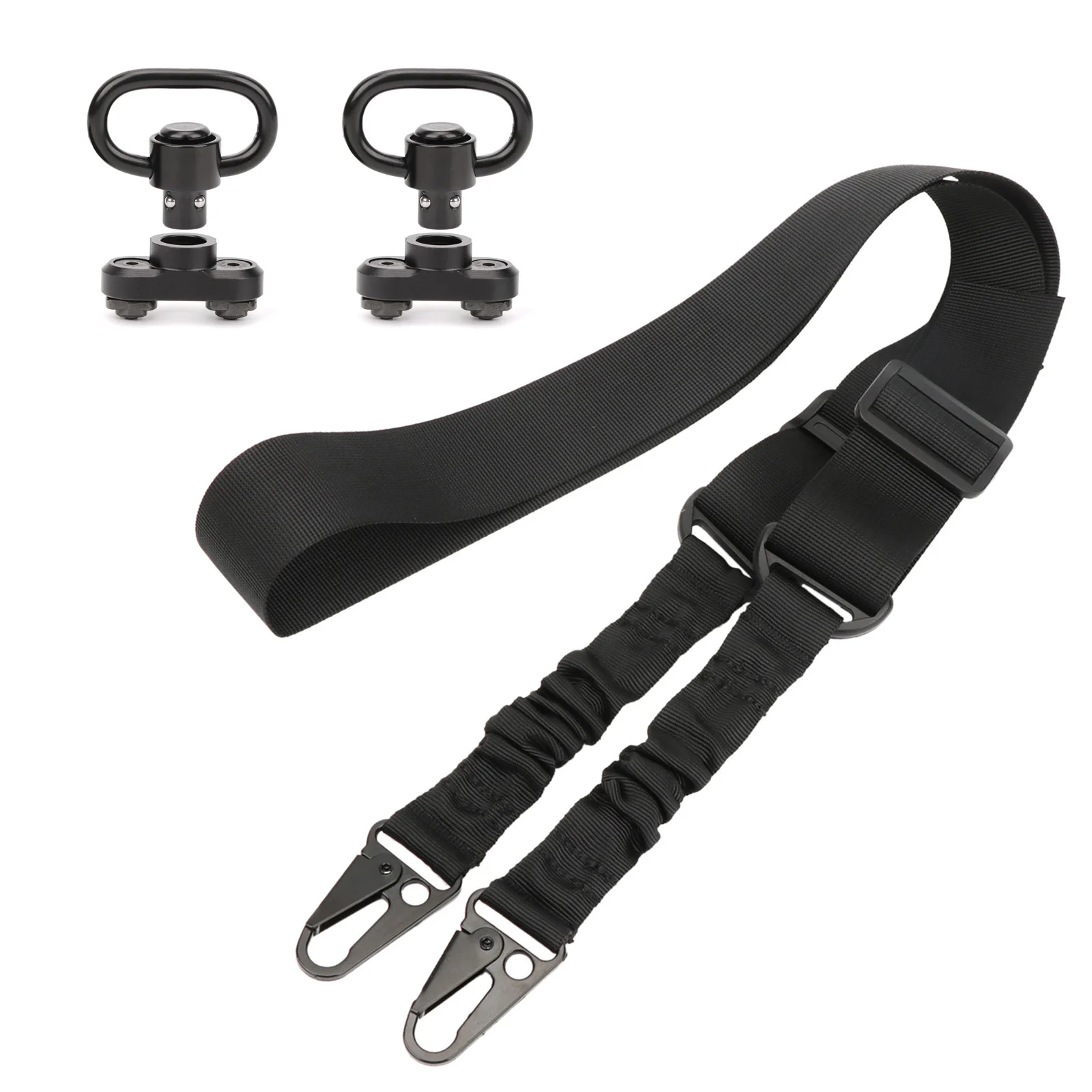 Tourbon Nylon Gun Sling Adjustable Shoulder Strap with Quick Detach QD Swivels Dual 2 Points Black Hunting Accessories