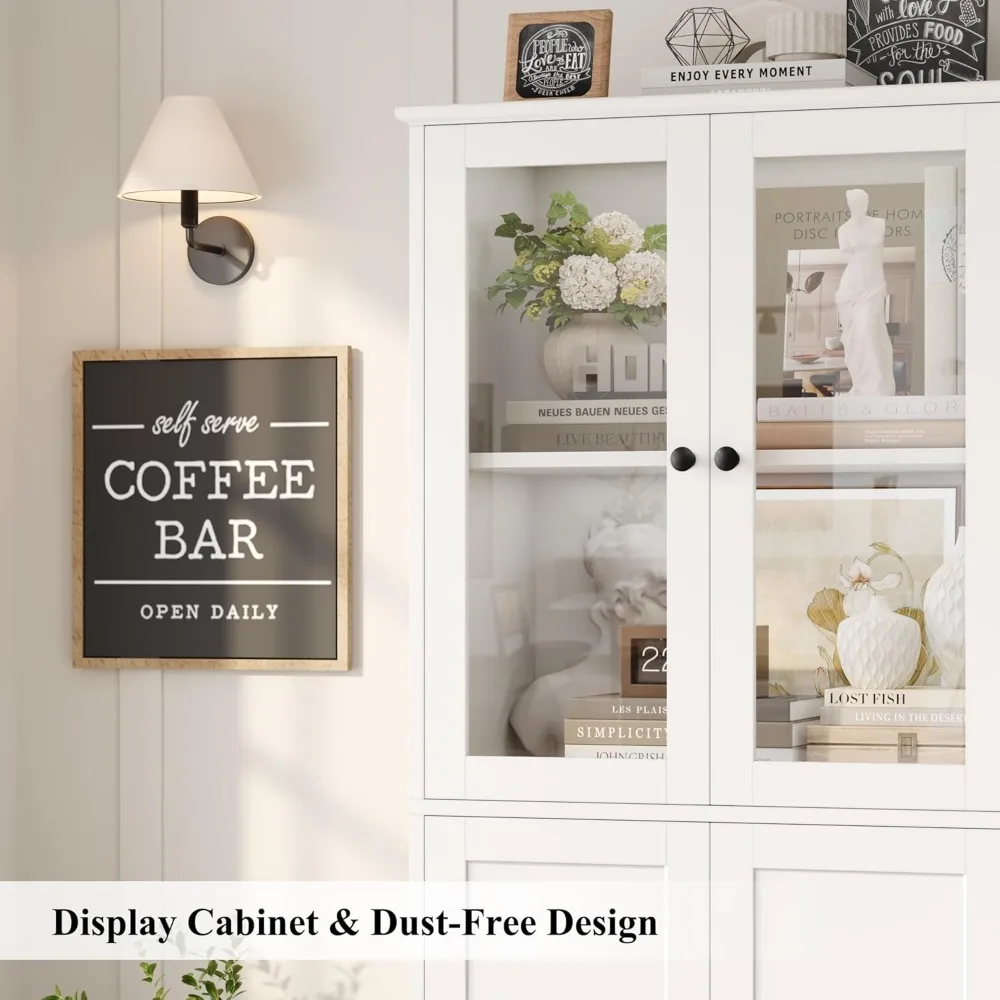 رف كتب كبير بطول 69 بوصة مع خزانة تخزين بباب زجاجي، وخزانة كتب واسعة مقاس 42 بوصة للكتب #6