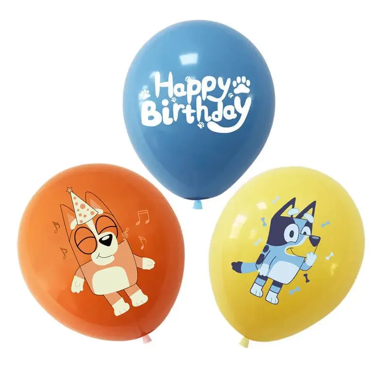 10Pcs Bluey Balloons Latex Cartoon Anime Bluey Bingo Birthday Party Decorations Baby Shower Kids 12 Inch Helium Balloon