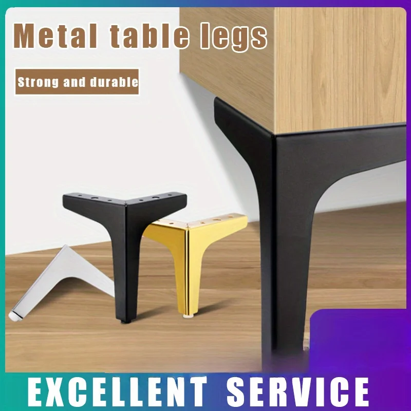 For Home DIY Metal Sofa Bed Leg with Anti-slip Foot Pad 4Pcs Iron Furniture Legs Replacement Right Angle Support Table Feet