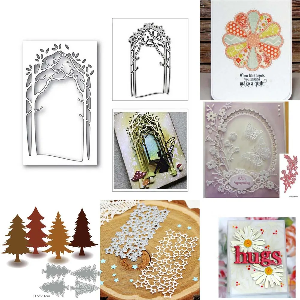 Weihnachts baum Blumen und Sterne Metall schneiden stirbt Sammelalbum Schablonen Karte machen Handwerk