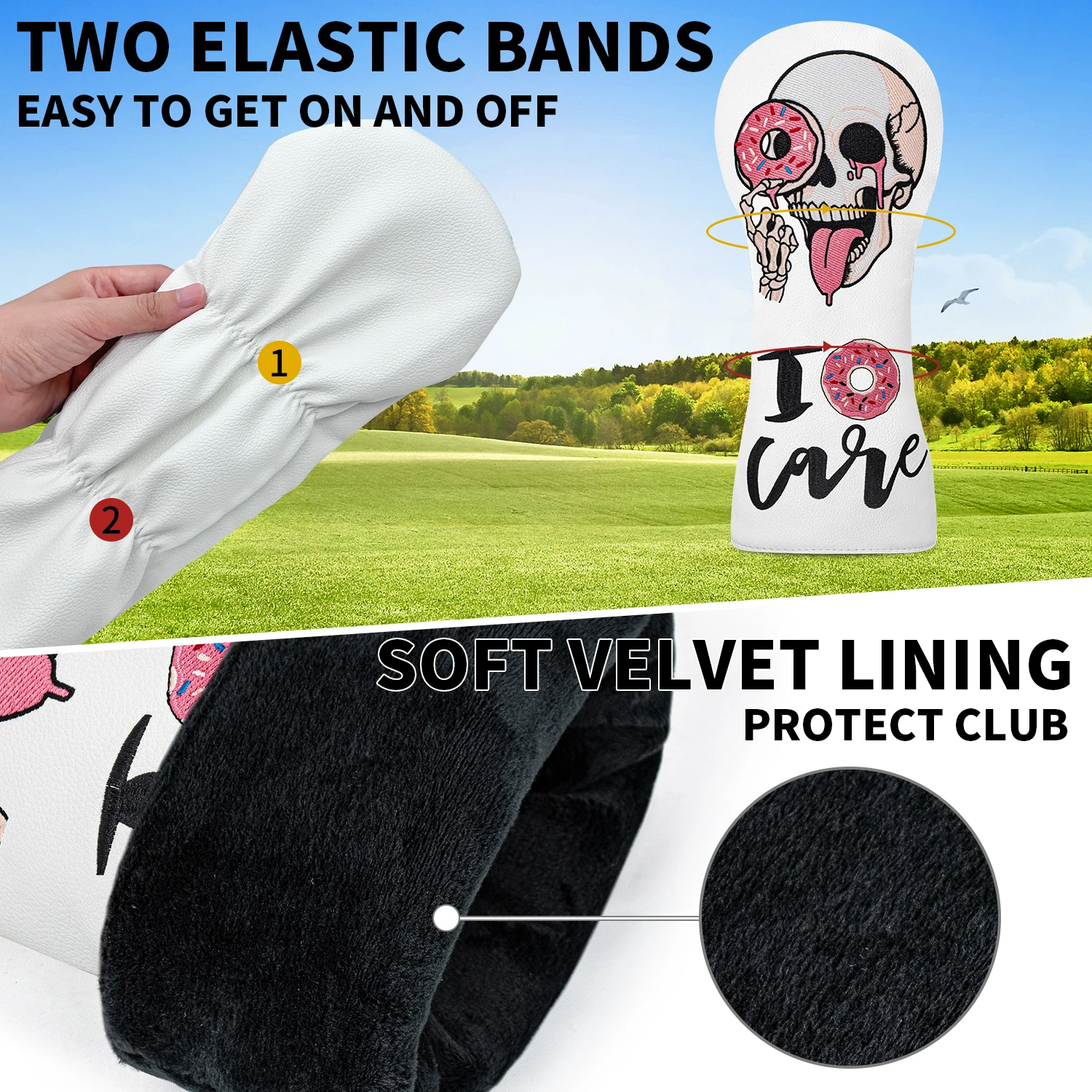 غطاء حماية لنادي الجولف، تصميم جمجمة الدونات، ملحقات الجولف، مقاوم للغبار ومتين، يوفر أفضل حماية #5