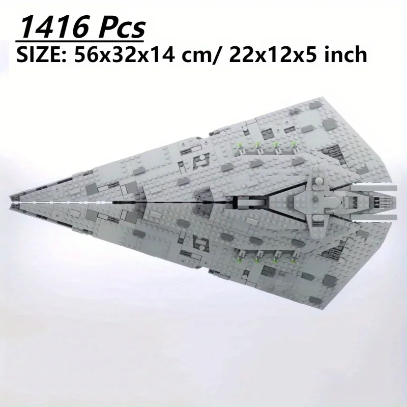 Juego de bloques de construcción modelo nave espacial gris, 1416 Uds., perfecto regalo de Navidad o cumpleaños para jóvenes