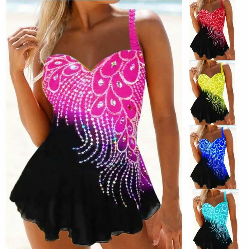 

2024 European and American new one-piece swimsuit conservative split slim bikini swimsuit