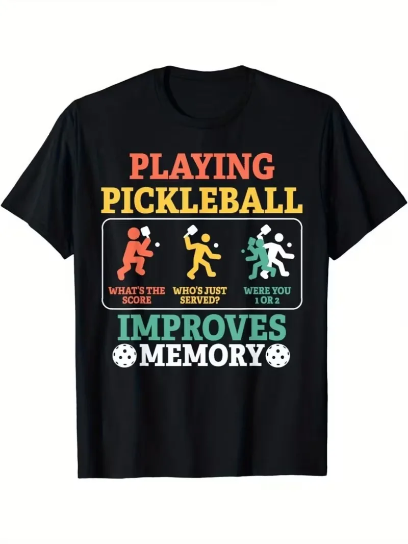 Playing Pickleball Improves Memory Ball Men'S T-Shirt Print High-Quality Comfortable and Fashionable Suitable for Daily Wear Tee
