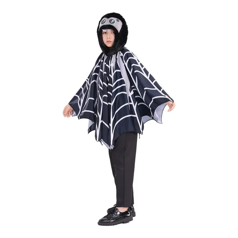 كيب العنكبوت بغطاء للرأس 2025 للأطفال لحفلات الكرنفال والهالوين زي أداء مسرح الحرم الجامعي ob;8 #3