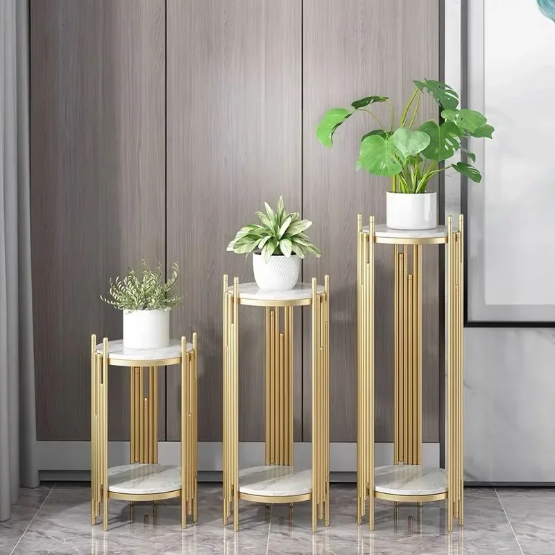 Nordic light luxury marble multi-layer flower shelf, living room TV cabinet, floor-to-ceiling flower ornament next to the sofa